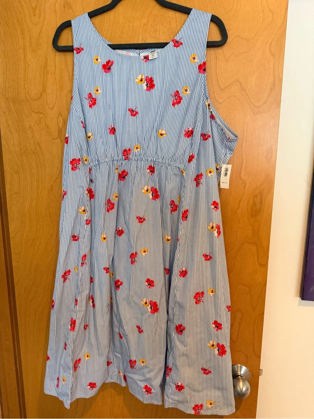 Old Navy Maternity Light Blue and White Striped Floral Sundress XXL NWT - Picture 1 of 7